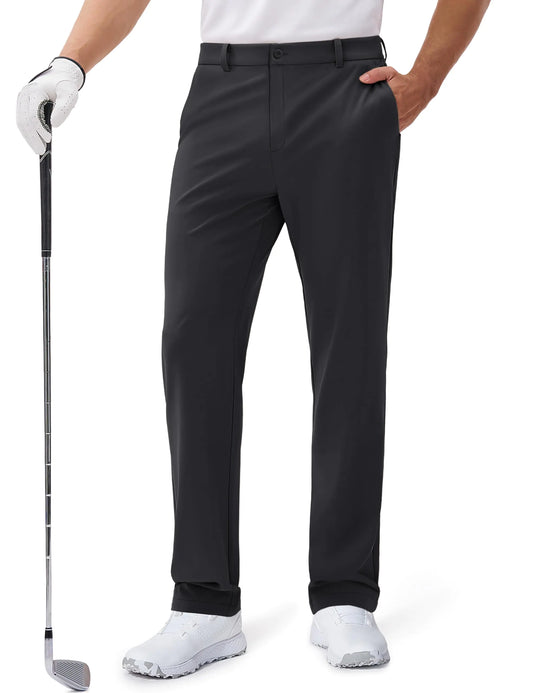 MAGCOMSEN Mens Classic-Fit Stretch Golf Pants Water Resistant Black Dress Pants Men 5 Pockets Straight Leg Casual Pants Lightweight